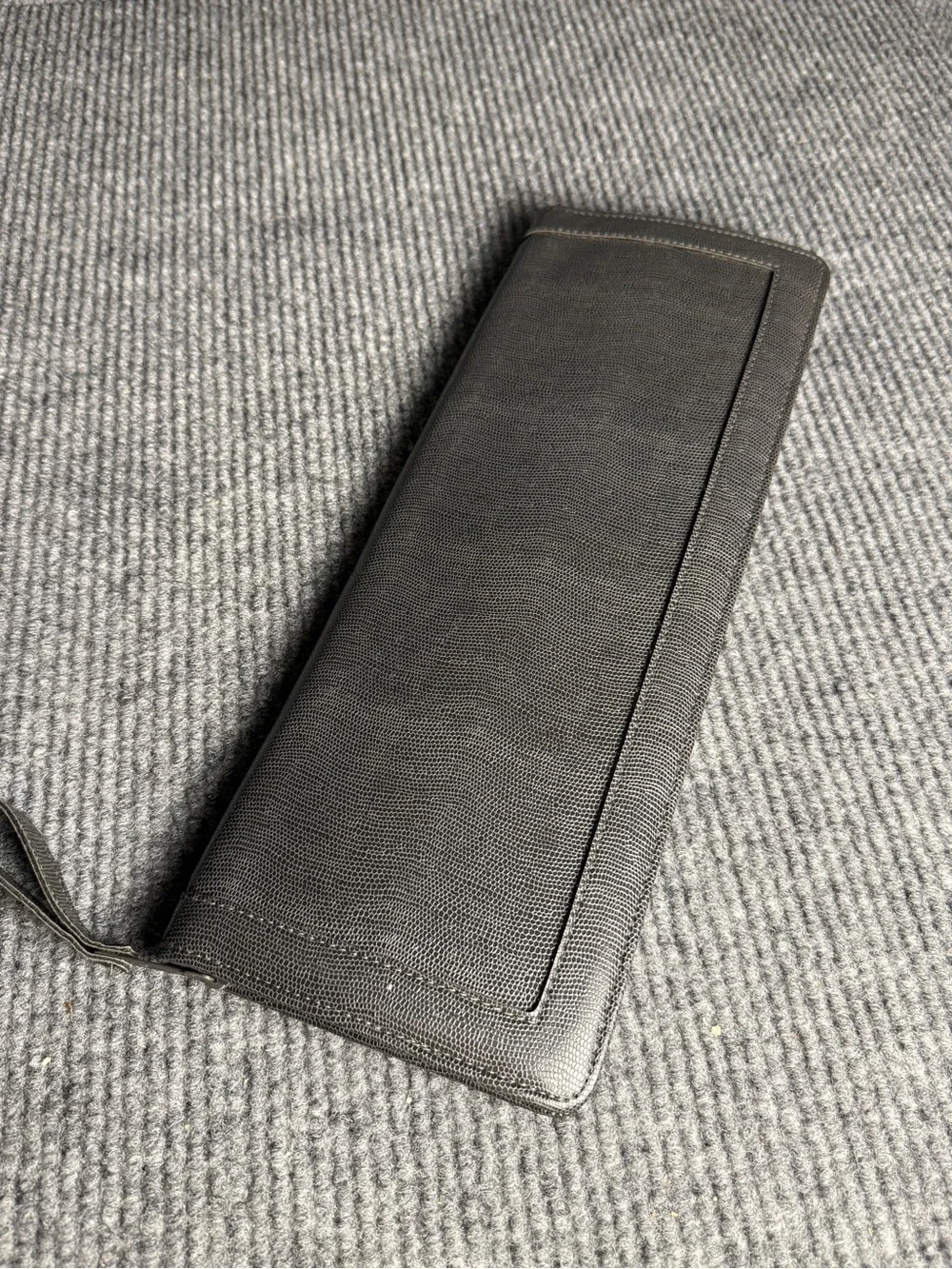 Vintage Neiman Marcus Charcoal Gray Lizard Embossed Tie Organizer West Germany